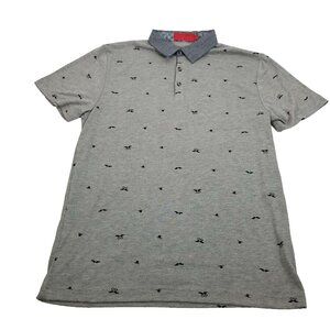 PROJECT RED Shirt Medium Gray Men's Regular Polo t Knit Short Sleeves Collared